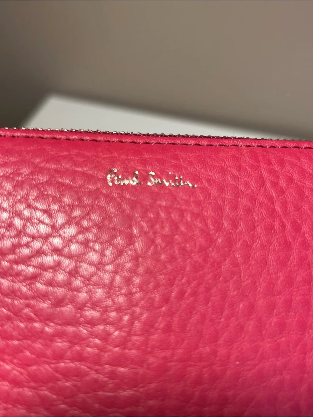 Paul Smith Fuchsia Pebbled Leather Zip Around Wallet